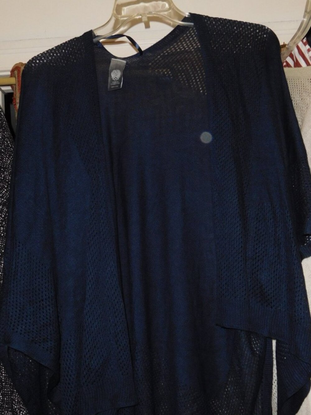 NWOT One size vince camuto NAVY knit sweater over piece cardigan kimono